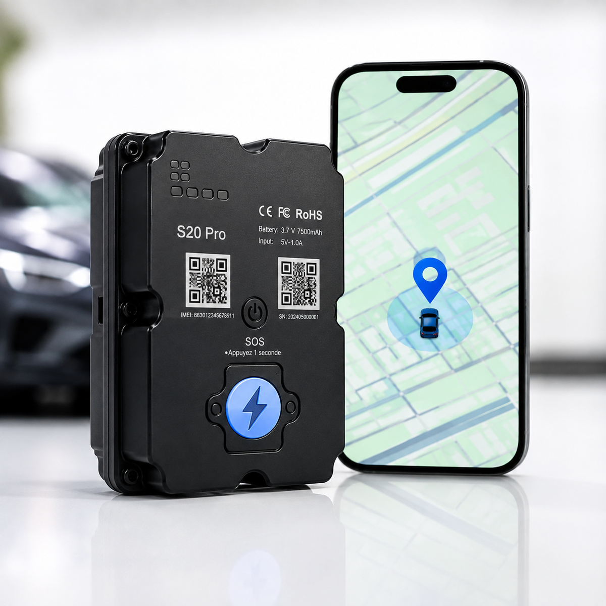 Traceur GPS magnétique 4G Wanway avec batterie longue autonomie 7500mAh